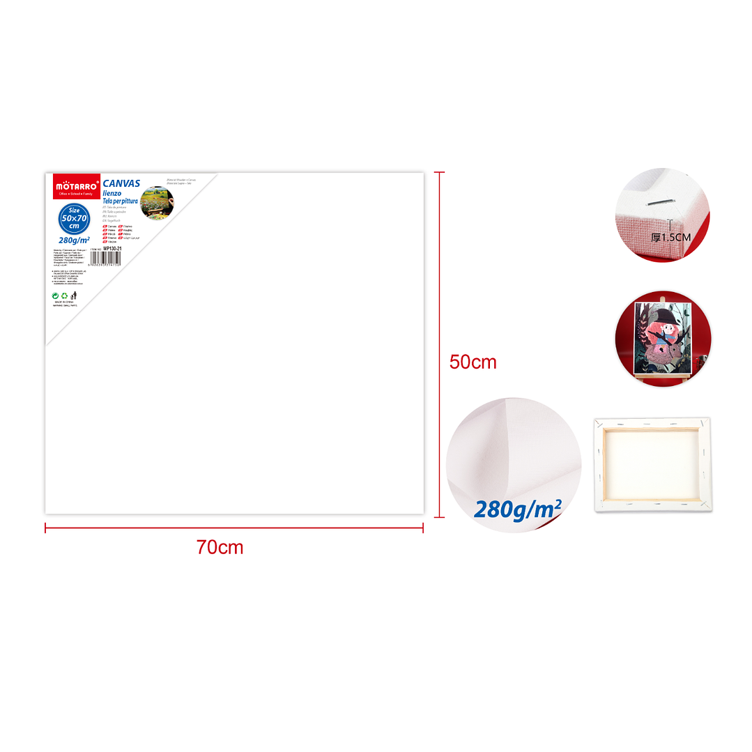 Tela para pintura 50x70cm 280G 1.5cm 1