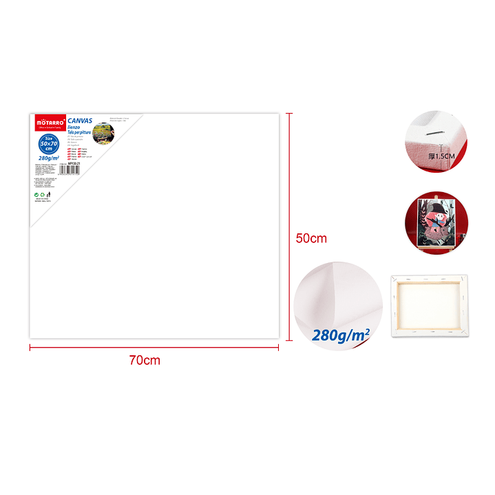 Tela para pintura 50x70cm 280G 1.5cm 1