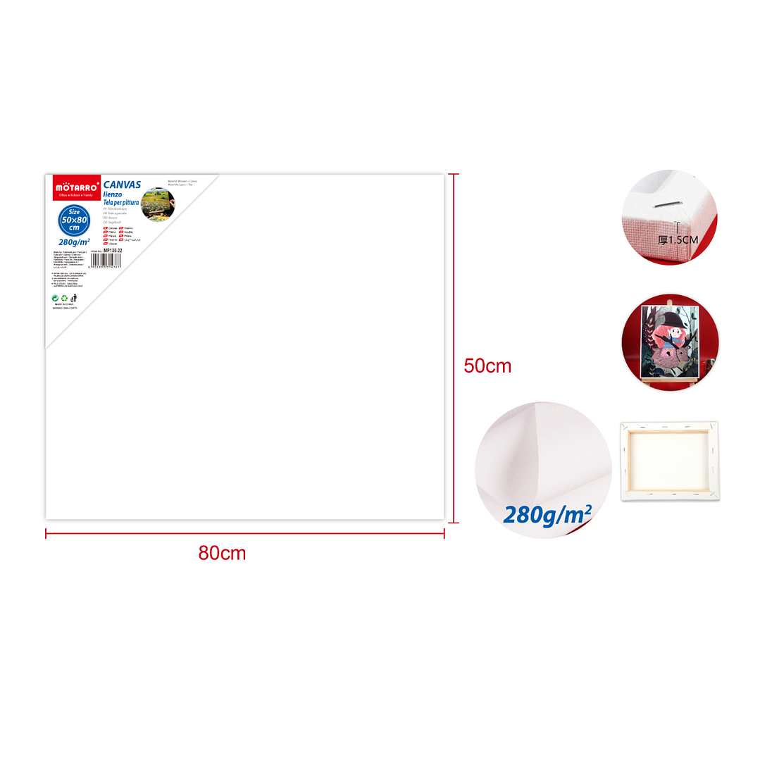 Tela Para Pintura 50x80Cm 280g 15cm 1