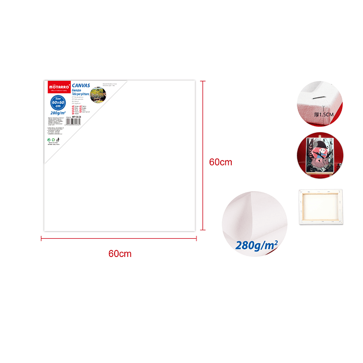 Tela Para Pintura 60x60cm 280g 15cm 1