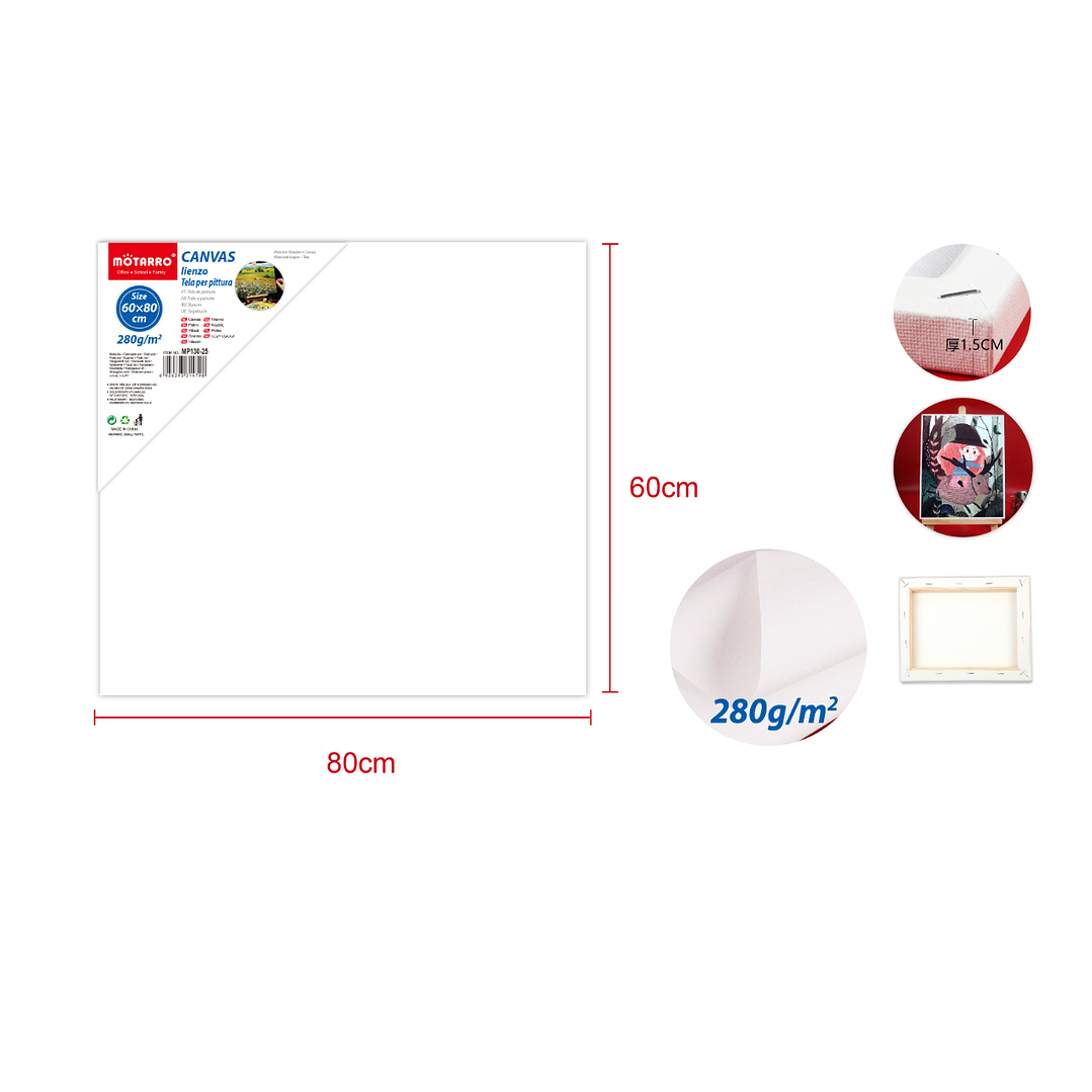 Tela para pintura 60x80cm 280G 1.5cm 1