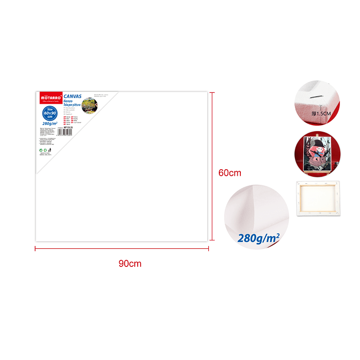 Tela Para Pintura 60x90Cm 280G 15Cm 1