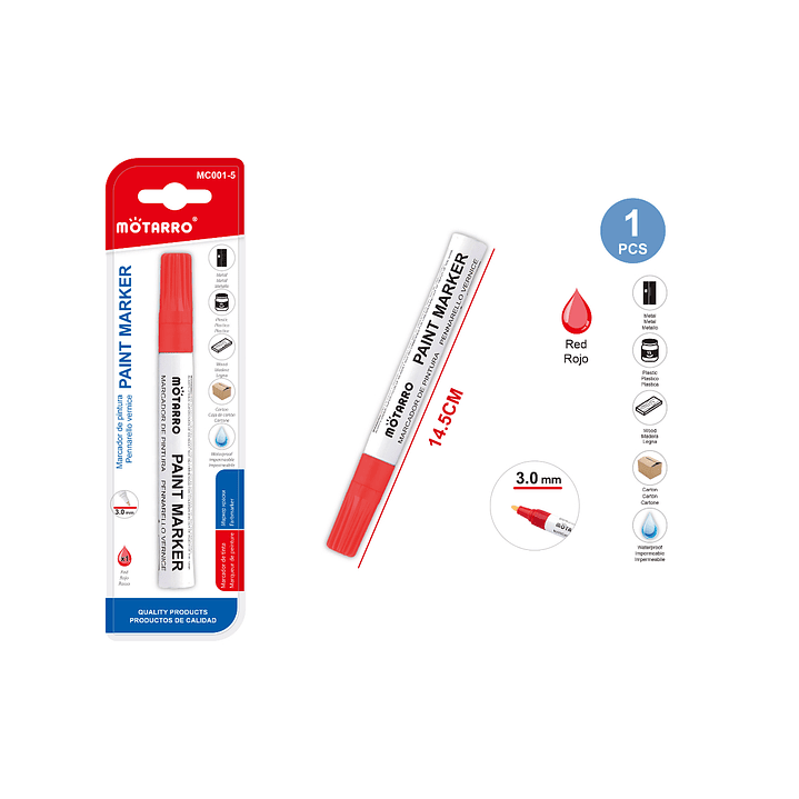 Marcador de Pintura Rojo 3.0 mm 1