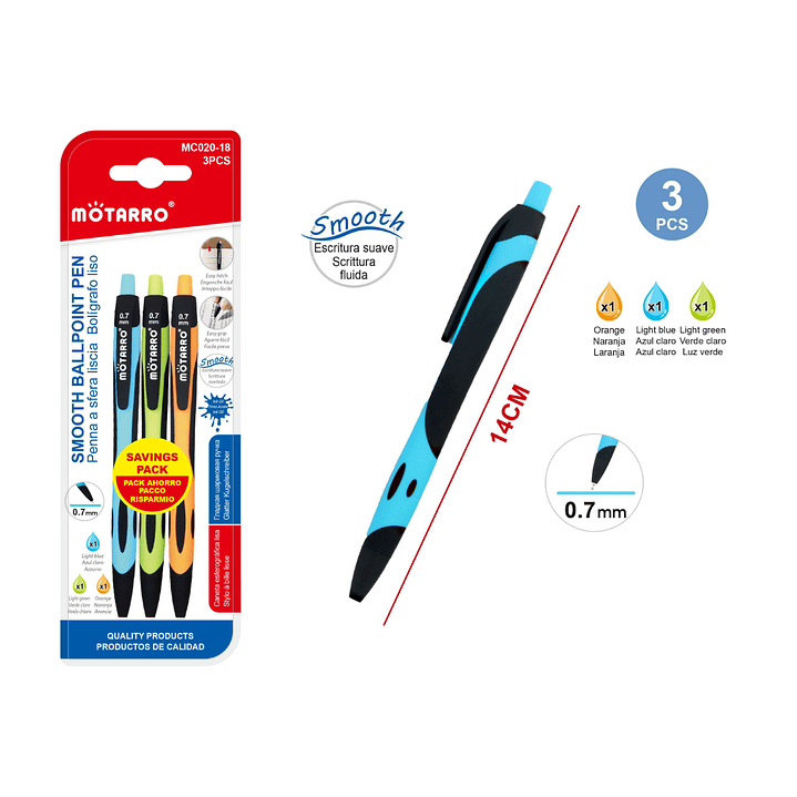 Set Bolígrafo Colores 14cm 3pcs 1