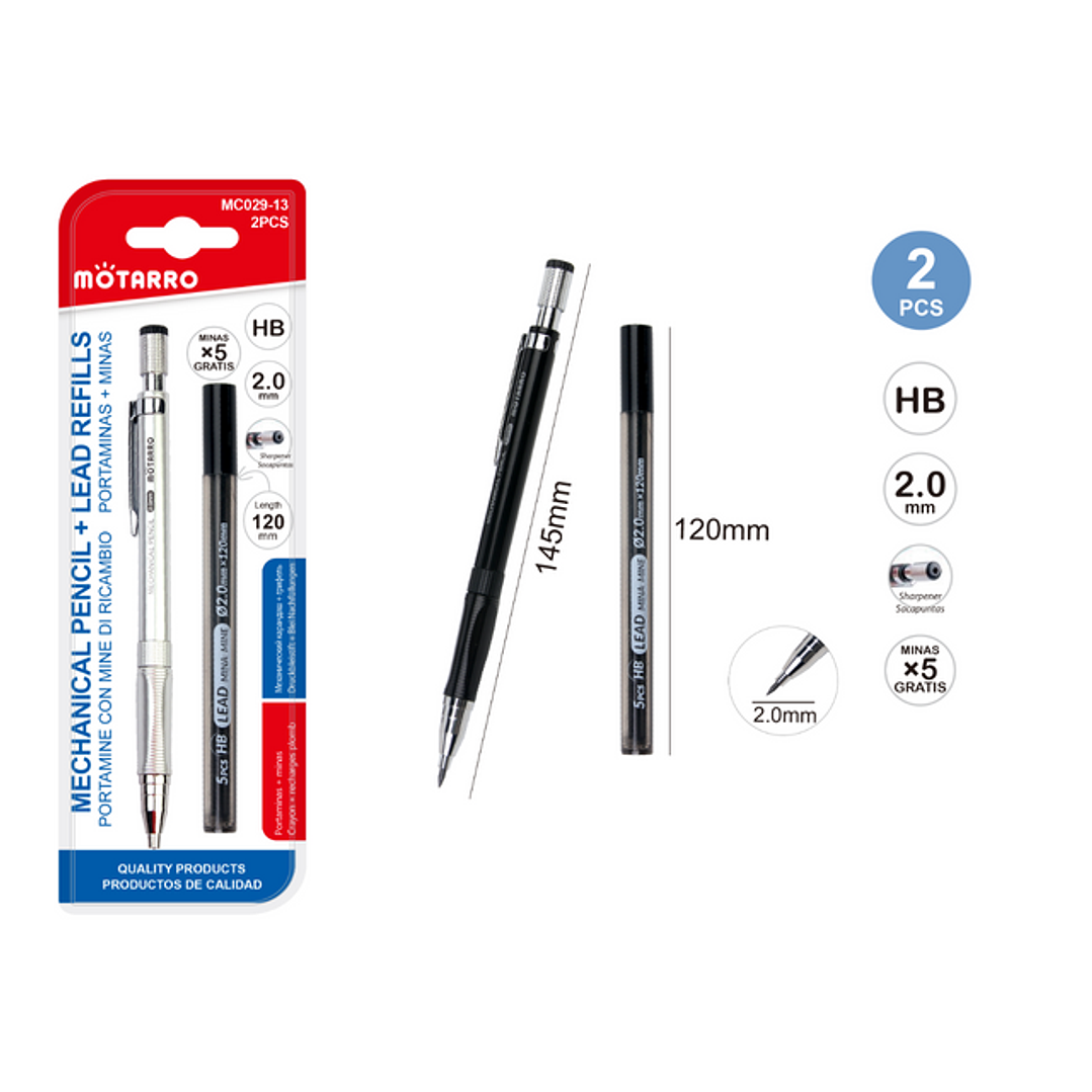 Portaminas Minas De Recarga 20 Mm Hb 1