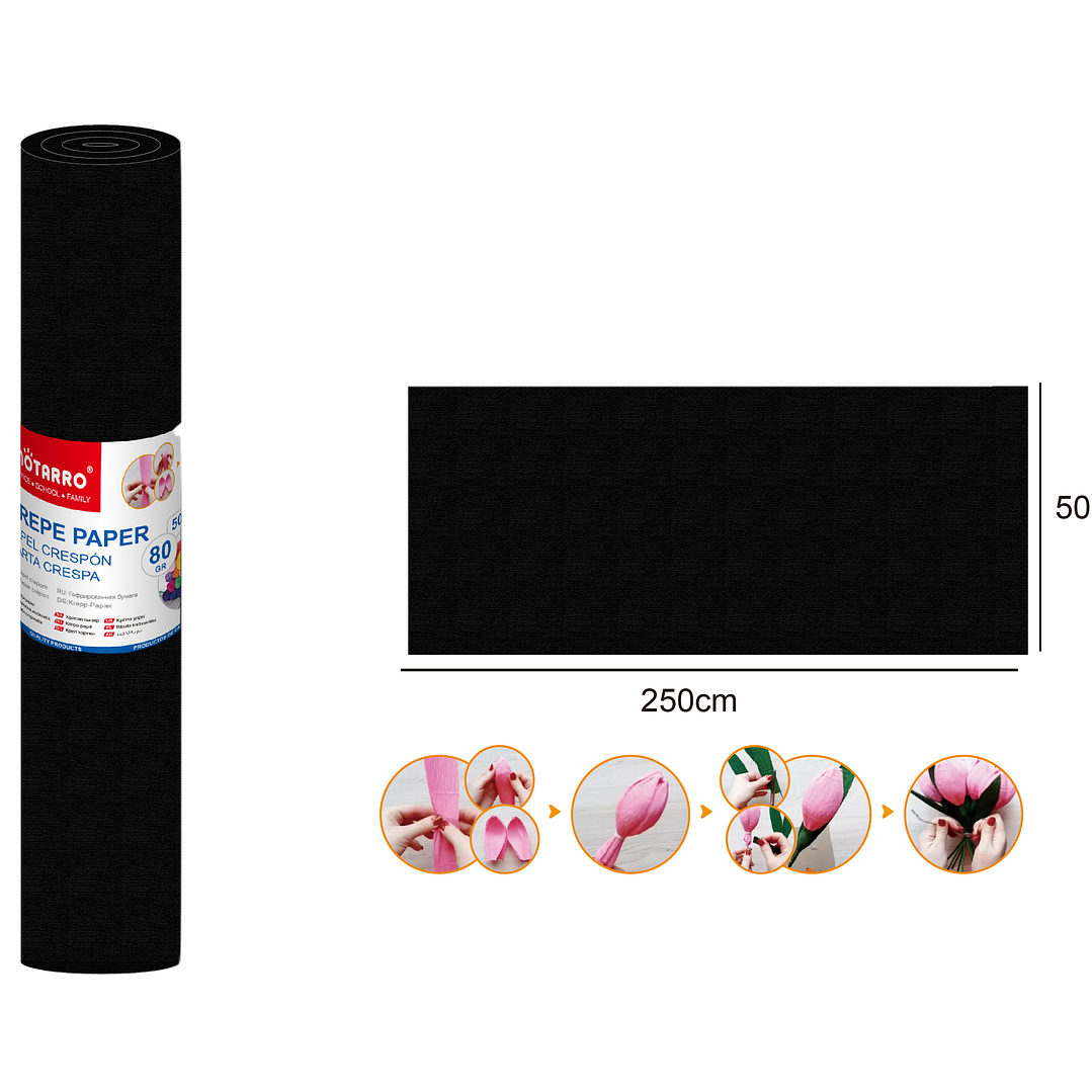 Papel Crepé Negro 250x50cm 80Gr 1