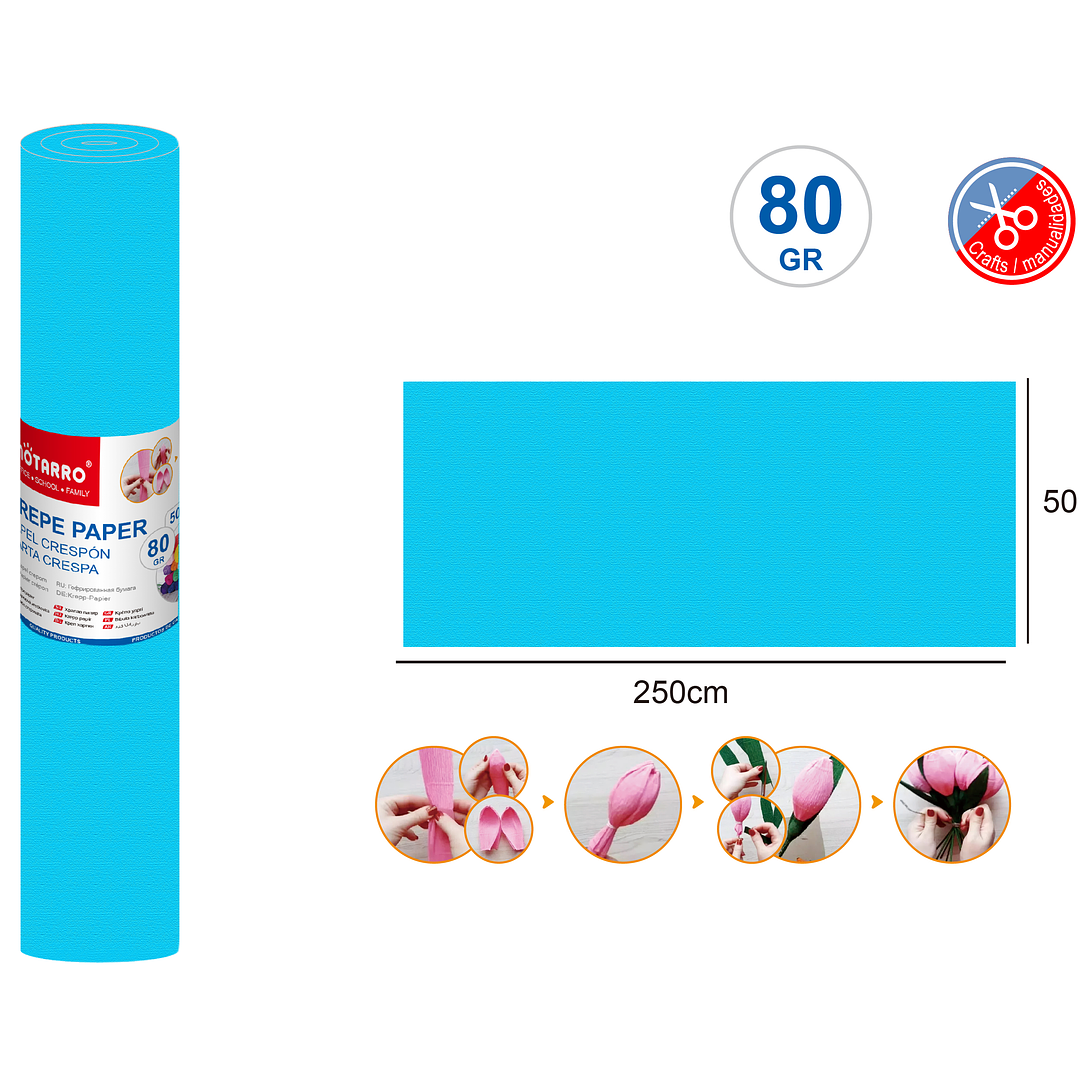 Papel Crepé Celeste 250x50cm 80Gr 1