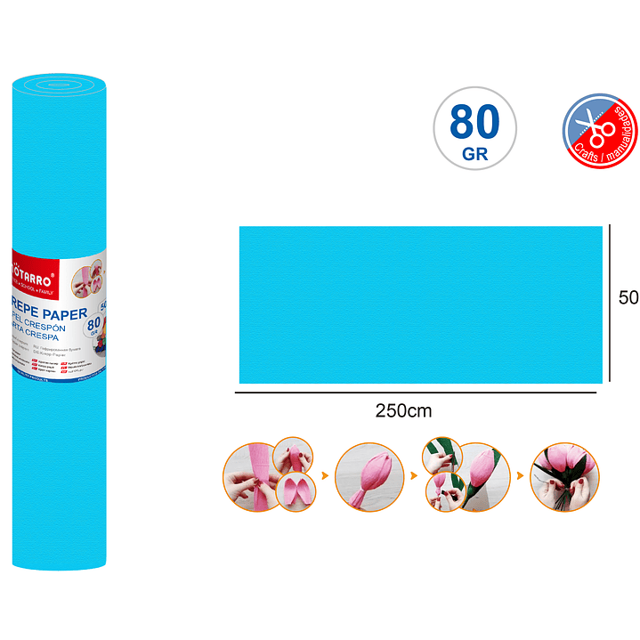 Papel Crepé Celeste 250x50cm 80Gr 1