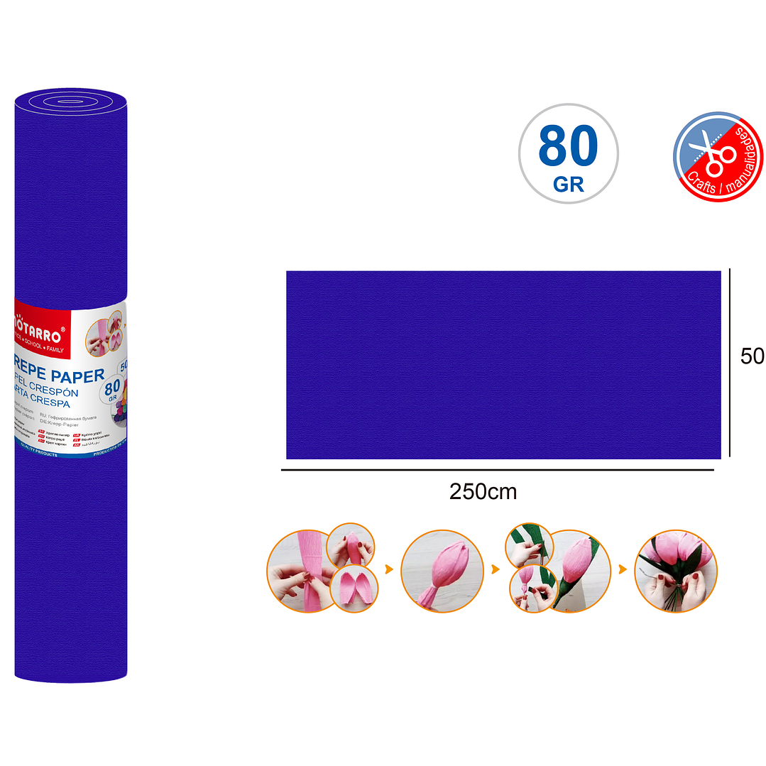 Papel Crepé Azul 250x50cm 80Gr 1