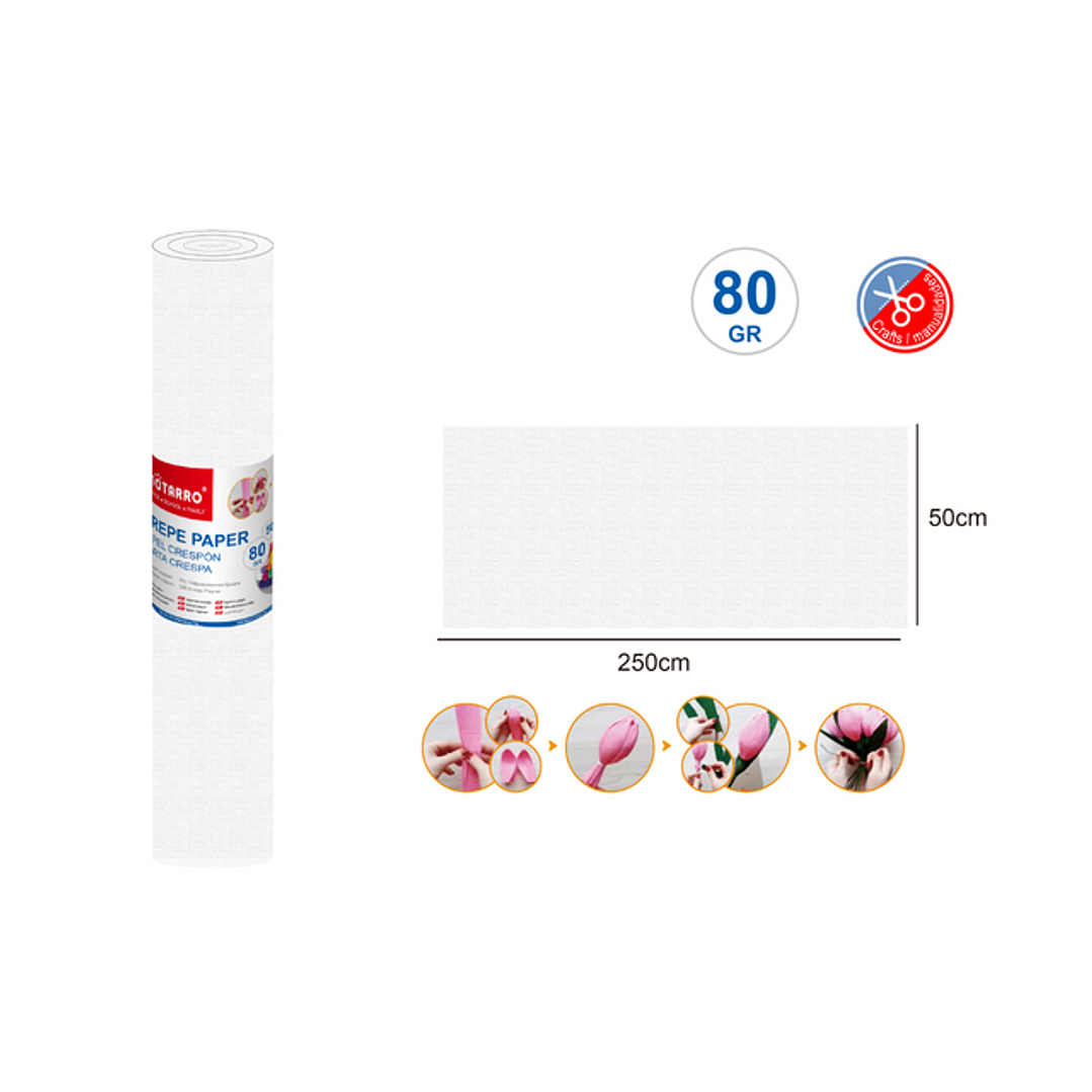 Papel Crepé Blanco 250x50cm 80G 1