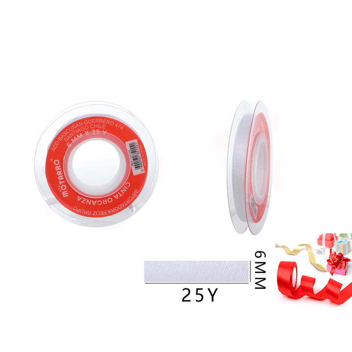 Cinta Organza Blanco 6mm*25Y 1