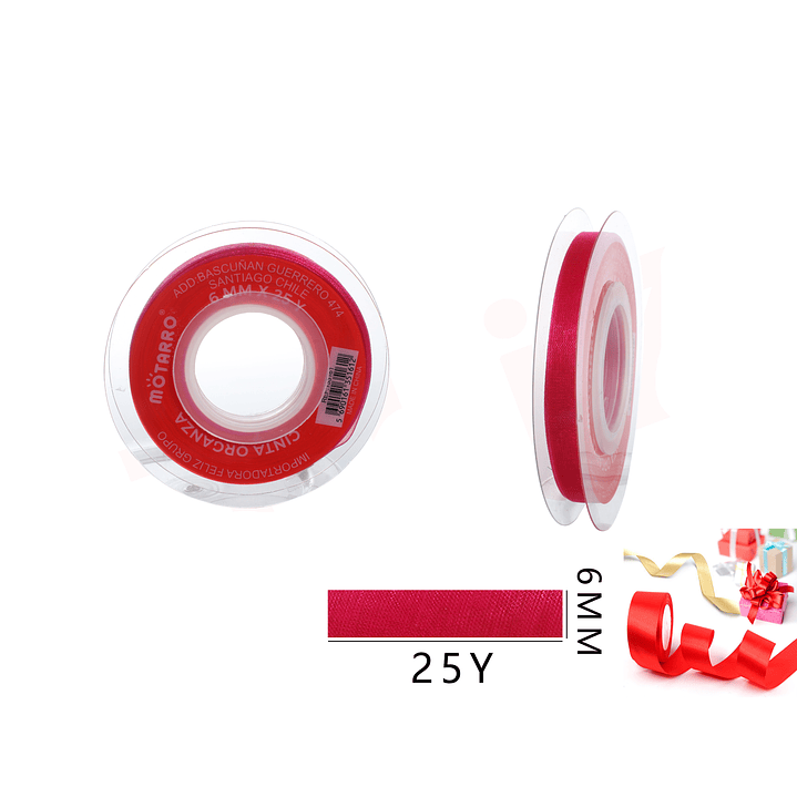 Cinta Organza Fucsia 6mm*25Y 1