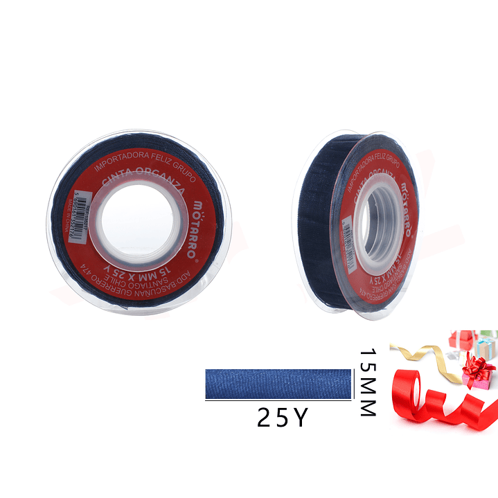 Cinta Organza Azul Marino 15mm*25Y 1