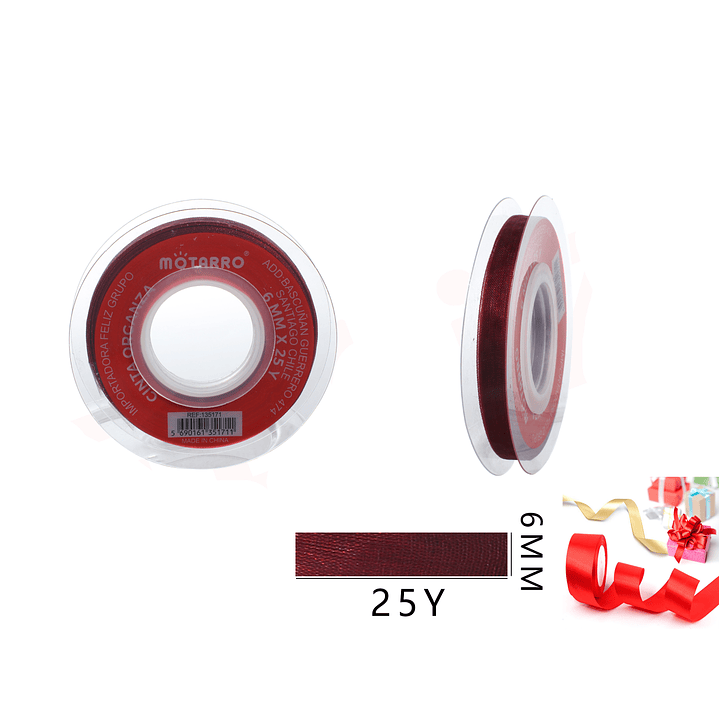 Cinta Organza Burdeos 6mm*25Y 1