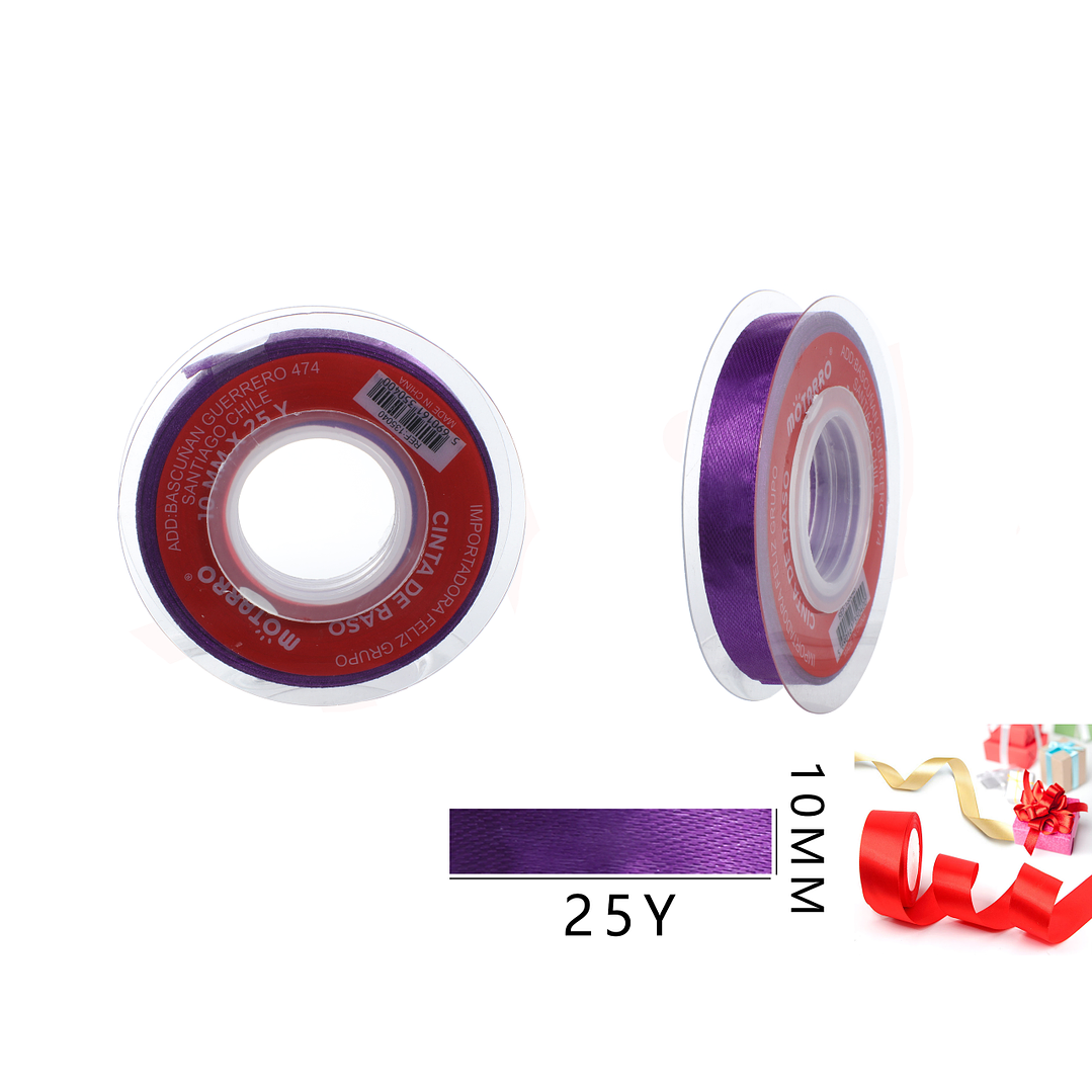 Cinta de Raso Morado 10mm*25Y 1