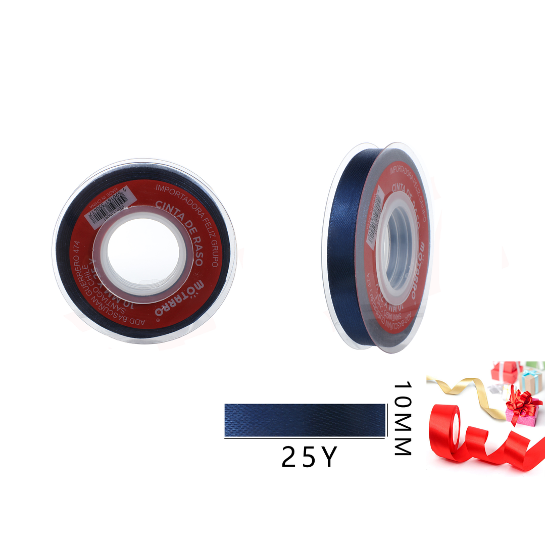 Cinta de Raso Azul Oscuro 10mm*25Y 1
