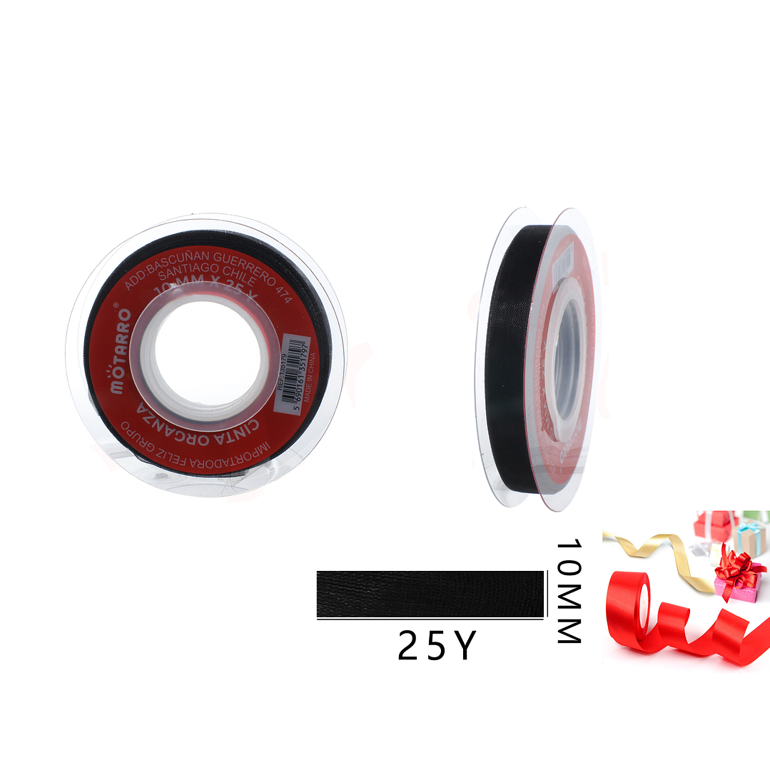 Cinta Organza Negro 10mm*25Y 1