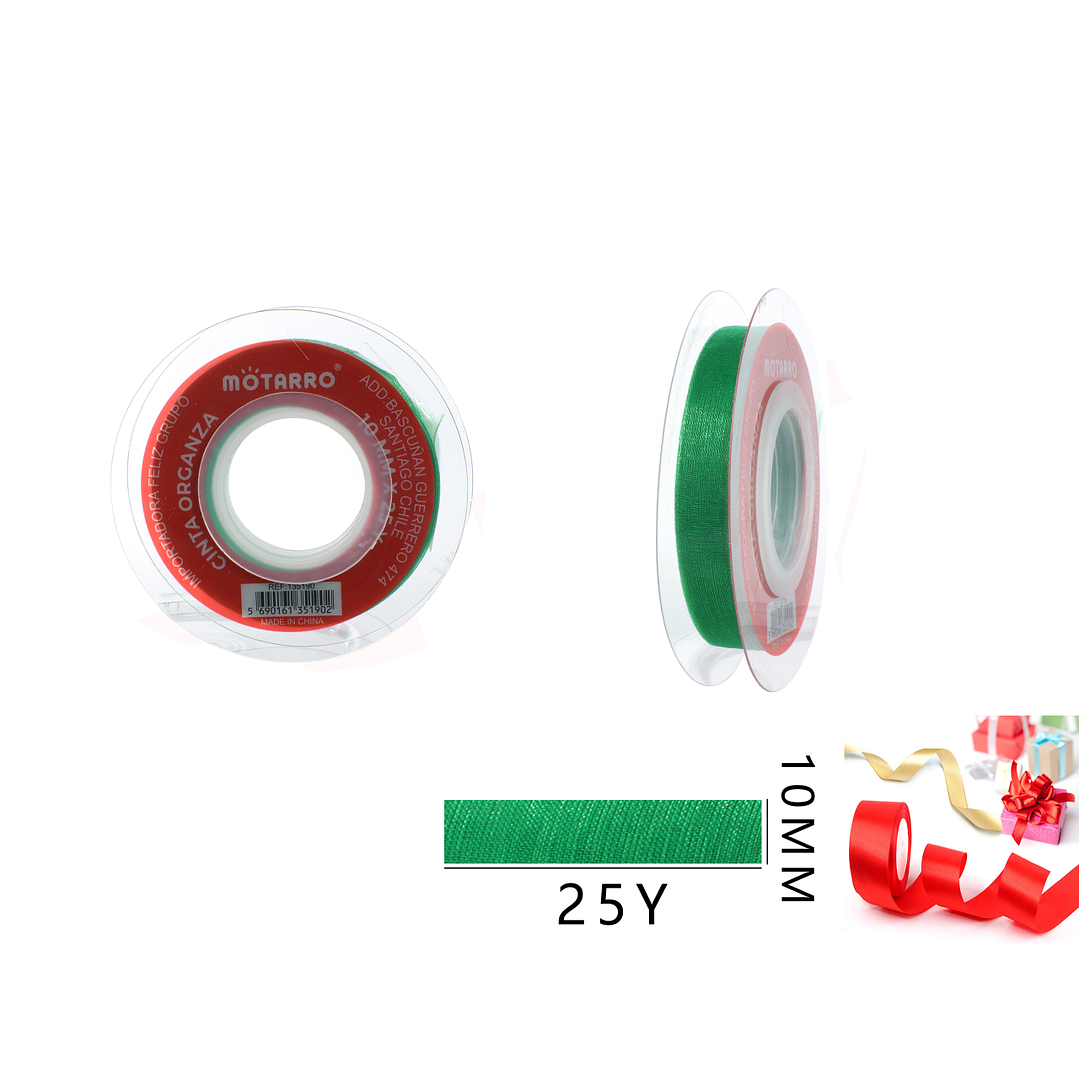 Cinta Organza Verde 10mm*25Y 1