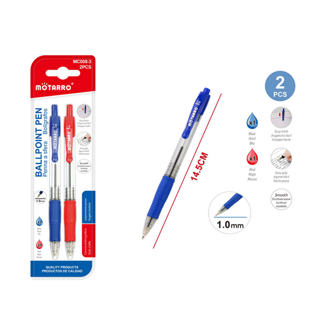 Boligrafo Azul Y Rojo 10 Mm 2 Pcs 1