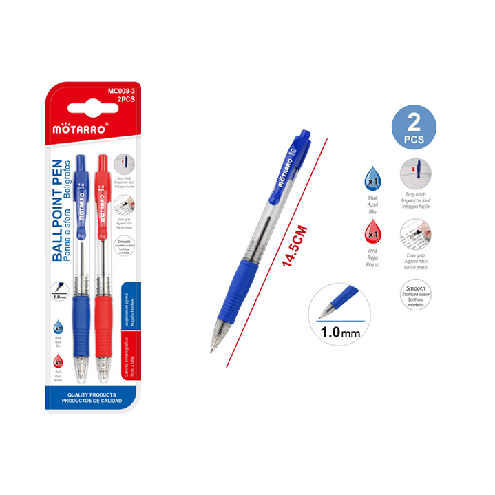 Boligrafo Azul Y Rojo 10 Mm 2 Pcs 1