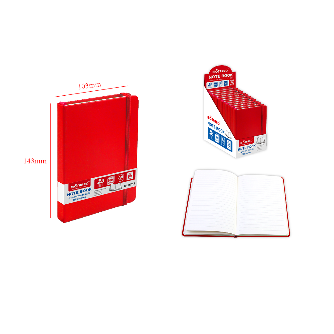 Libreta De Nota Rojo A6 – 14.3 x 10.3cm 100 Hojas 1