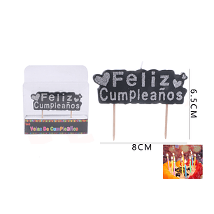Vela de Cumpleaños Negro Con Plateado