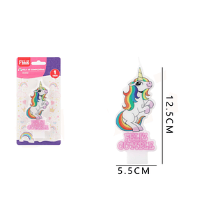 Vela de Cumpleaños Unicornio 12.5x5.5cm