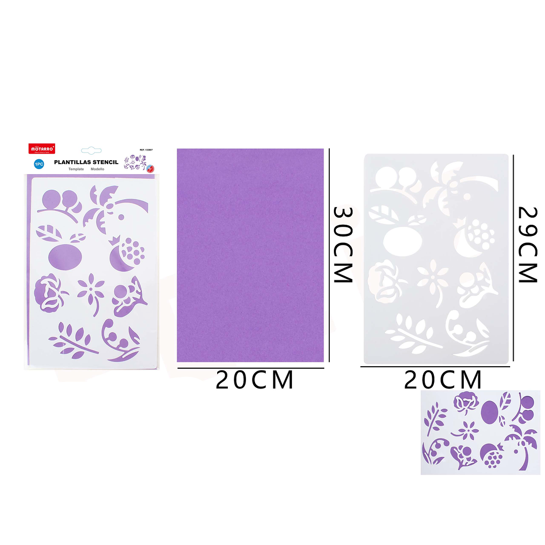Plantilla o Stencil PVC Hojas 30x20cm 1