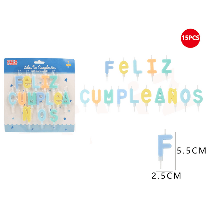 Velas de Cumpleaños Celeste 15pcs 1