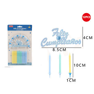 Velas de Cumpleaños Multicolor con Frase 12pcs