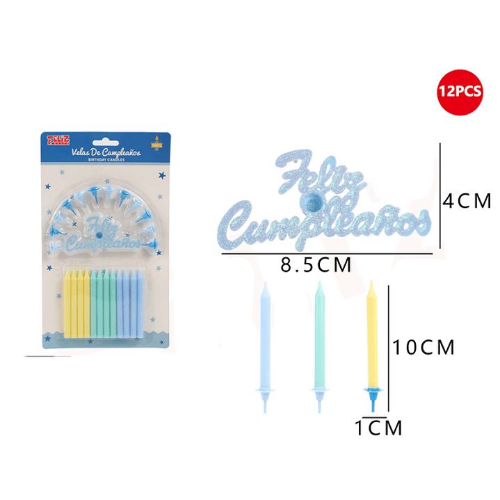 Velas de Cumpleaños Multicolor con Frase 12pcs 1