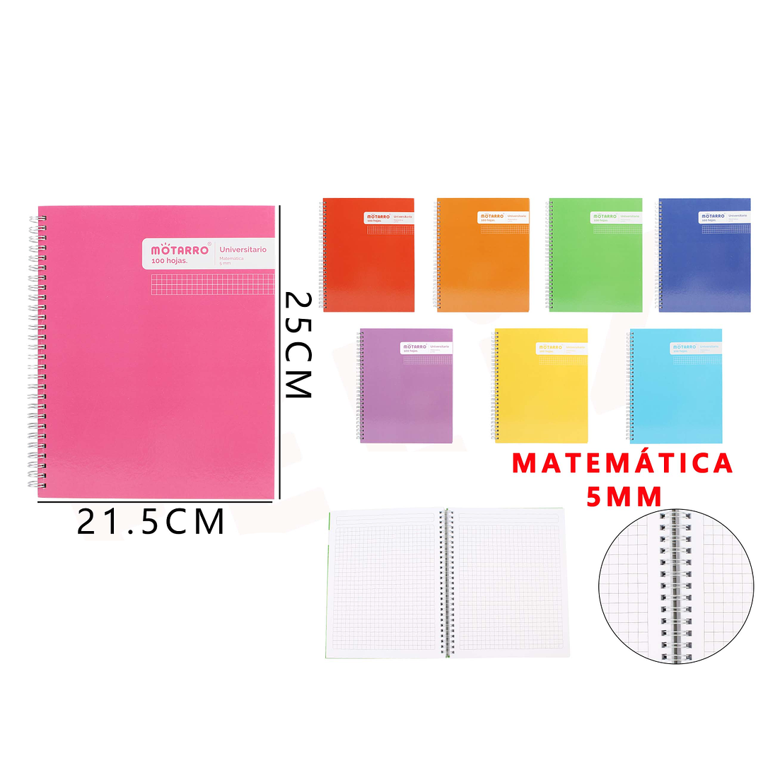 Cuaderno Universitario Matemática 5mm 25*21.5cm 100Hojas 1