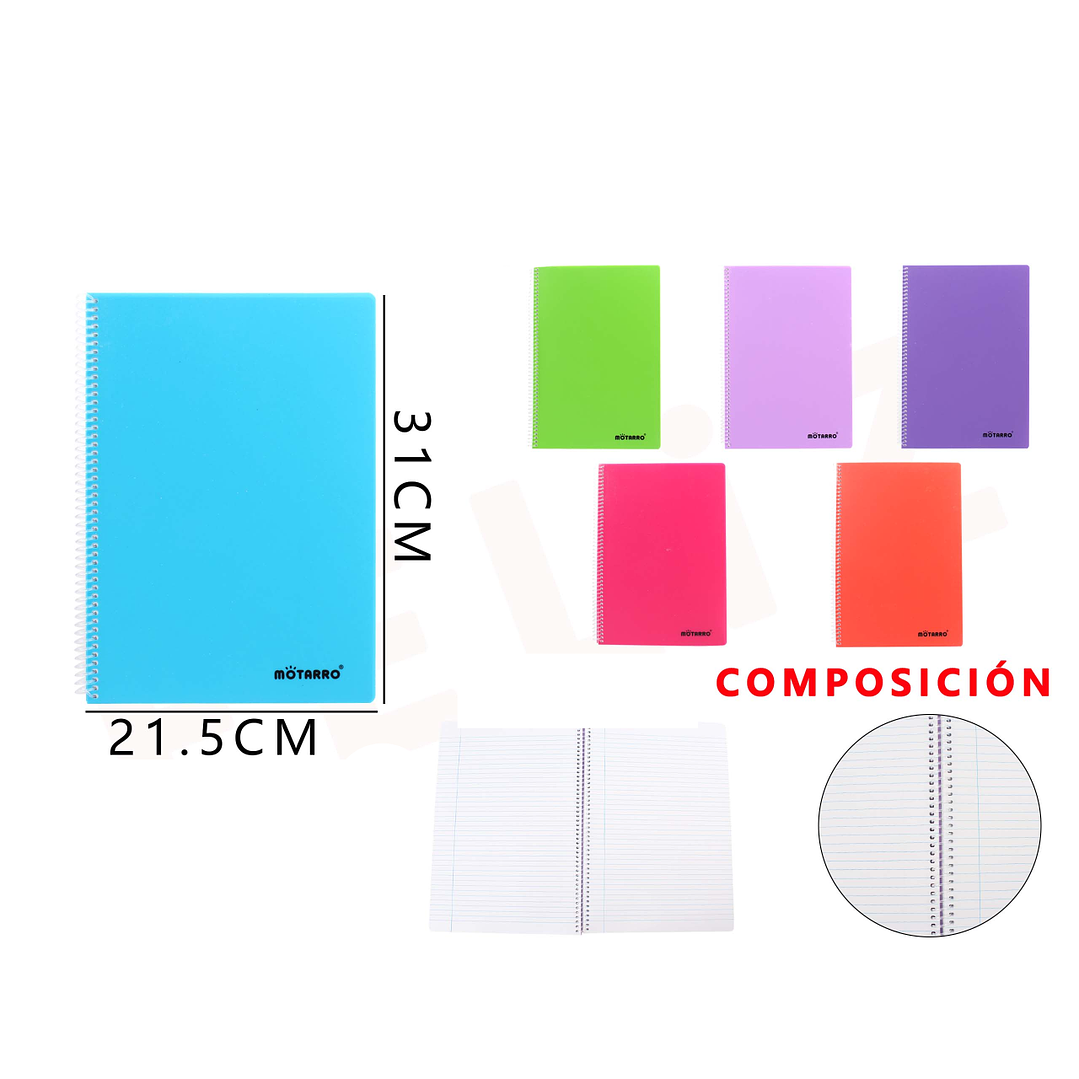 Cuaderno Universitario 31 x 21.5 cm – 100 Hojas Rayado Estándar, Motarro 1