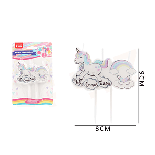 Velas Cumpleaños Unicornio Feliz Cumpleaños 9x8cm