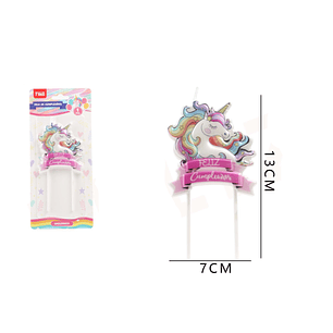 Velas Cumpleaños Unicornio 13x7cm