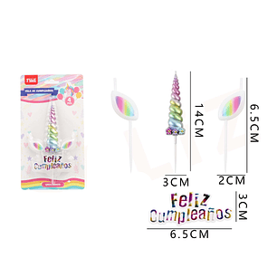 Velas Cumpleaños Unicornio Multicolor 4pcs