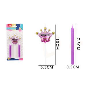 Velas Cumpleaños Corona Rosada 3pcs
