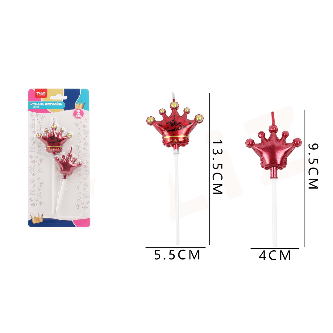 Velas Cumpleaños Corona Roja 2pcs 1