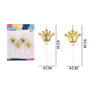 Velas Cumpleaños Corona Dorada 9x4cm 4pcs