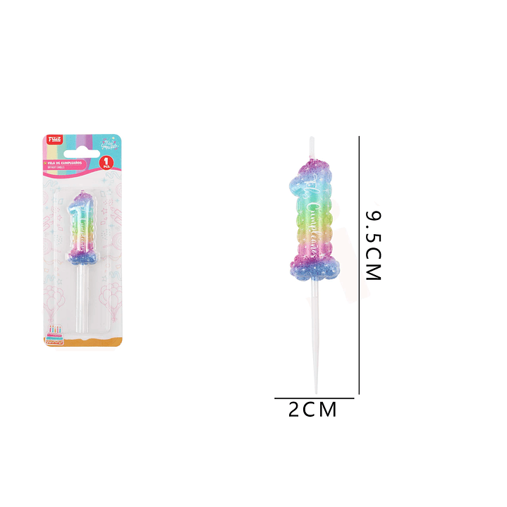 Velas de Número 1 Multicolor 9.5x3.5cm 1