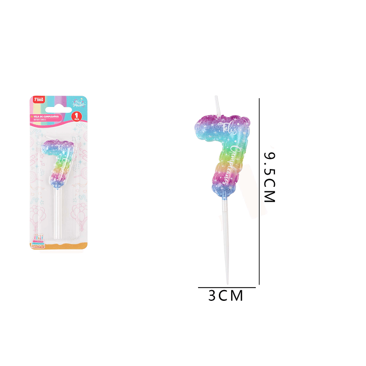 Velas de Número 7 Multicolor 9.5*3.5cm 1