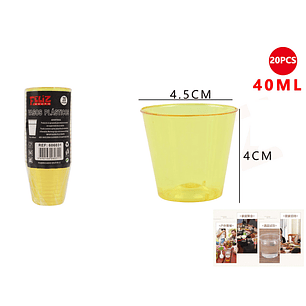 Vasos Plásticos Shot Amarillo 40ML 20pcs