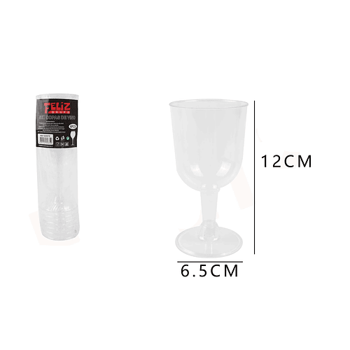 Copas Acrilicas de Vino Tinto Transparente 6 pcs