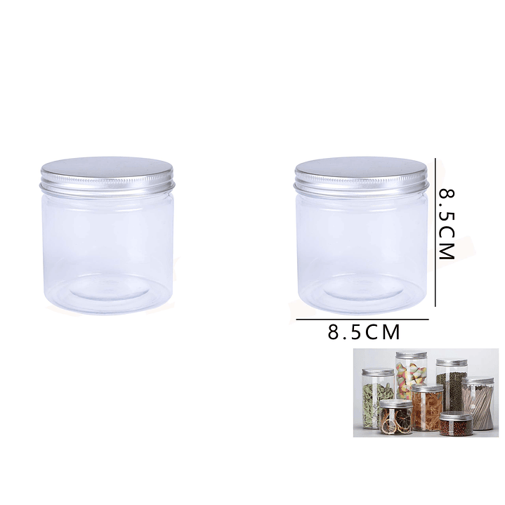 Tarro Plastico con Tapa Aluminio 8.5*8.5cm 1