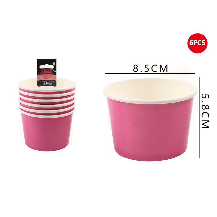 Pote Helado Rosado 8.5*5.8cm 6pcs 1