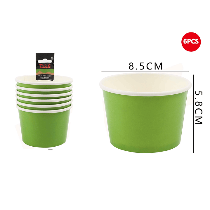 Pote Helado Verde 8.5*5.8cm 6pcs 1