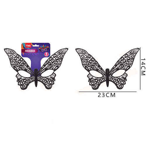Antifaz encaje Negro Mariposa 23cm