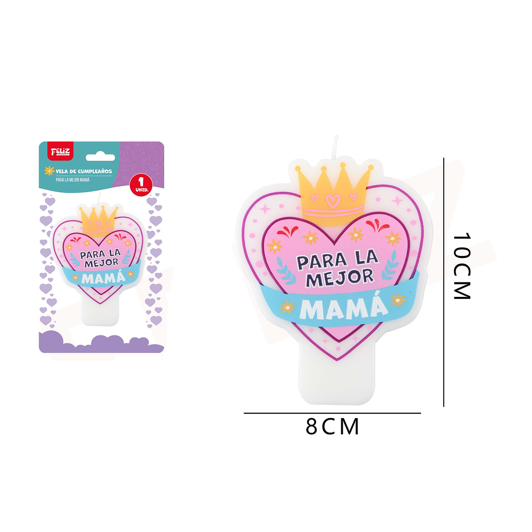 Velas Cumpleaños para la Mejor Mamá 10x8cm 1