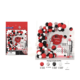 Set de Globos Rojo y Negro 122pcs