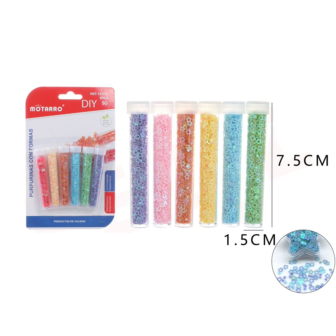 Lentejuela de forma de estrella 6 colores 5pcs 1